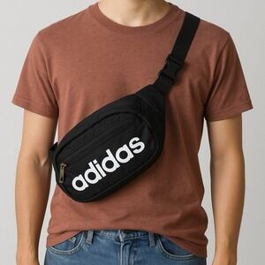 Adidas Black Waist Belt Bag Fanny Pack Crossbody Bum Bag Logo Streetwear Travel